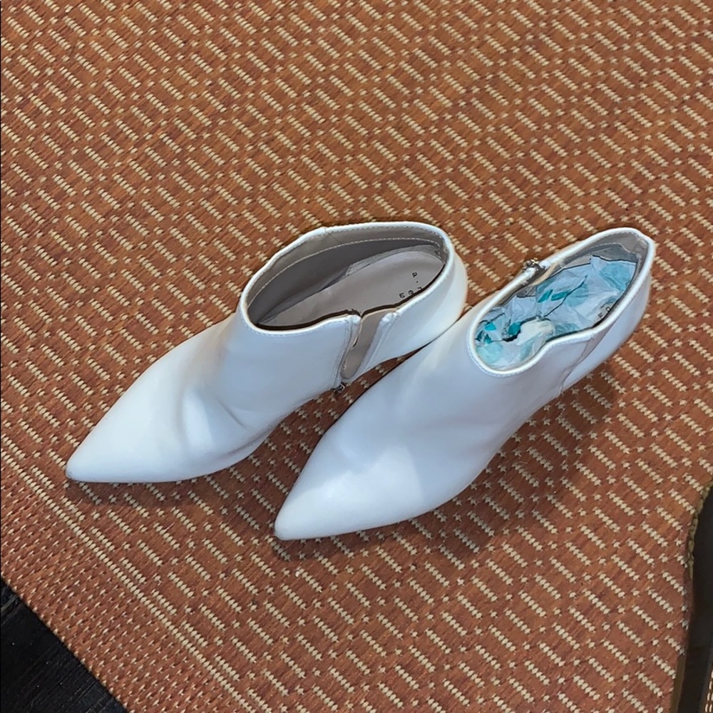 White Pointed Heeled Booties